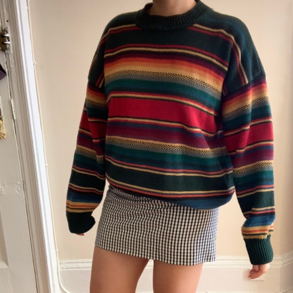 Vintage Oversized Retro Striped Sweater 
